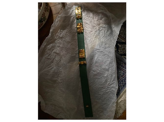 Hermès Gürtel Dog Buckle Grün Lammleder - Ansicht 6