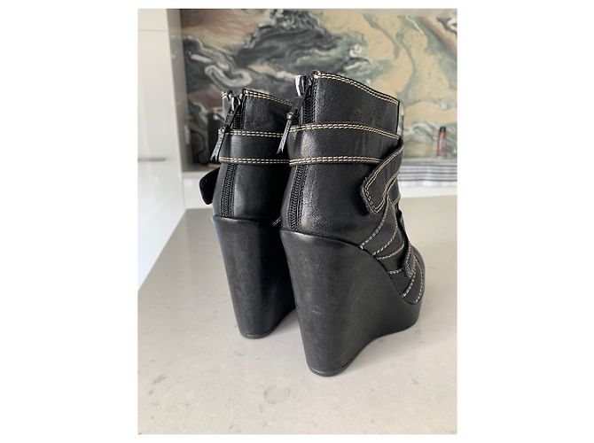 Botines de tacón de cuña Stuart Weitzman en cuero negro - vista 3