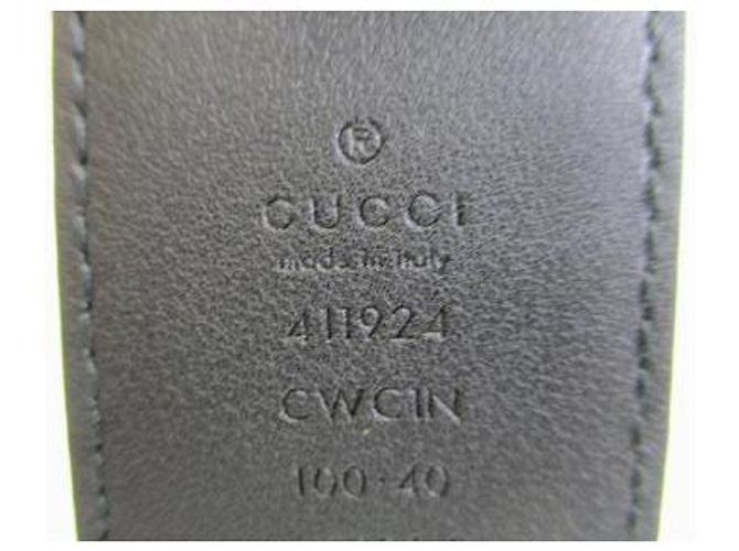 Gucci Black Leather Interlocking Guccissima Gürtelgröße 100 - Ansicht 4