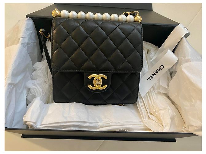Timeless Chanel Flap Bag con perle Nero - vista 6