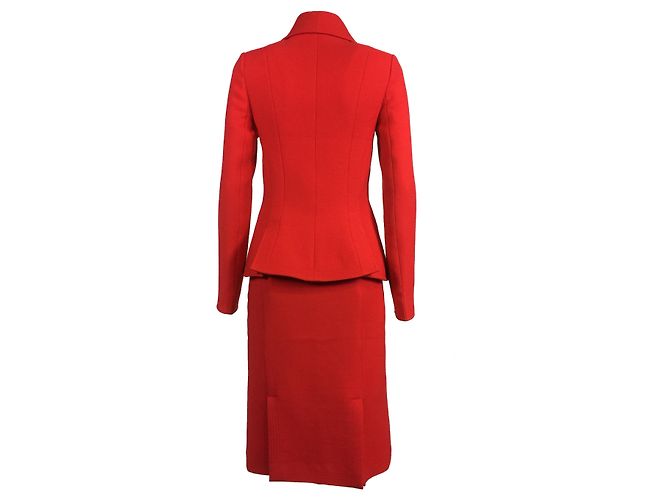 Christian Dior Tailleur gonna in lana rossa - vista 3