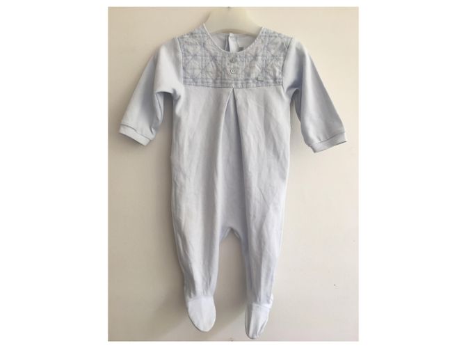 Christian Dior Body en coton bleu ciel broderie Cannage 3 mois - vue 3