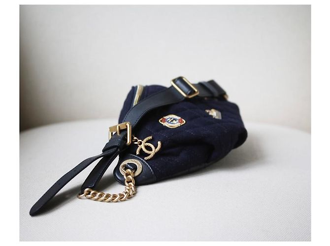 Marsupio Chanel edizione limitata Hamburg-Paris blu scuro cotone - vista 10