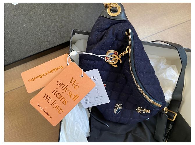 Marsupio Chanel edizione limitata Hamburg-Paris blu scuro cotone - vista 3