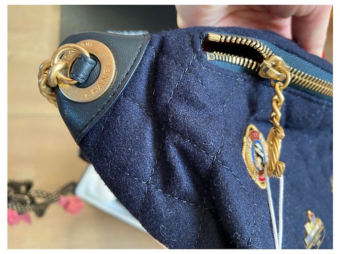 Marsupio Chanel edizione limitata Hamburg-Paris blu scuro cotone - vista 4