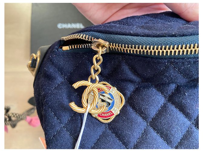 Marsupio Chanel edizione limitata Hamburg-Paris blu scuro cotone - vista 6