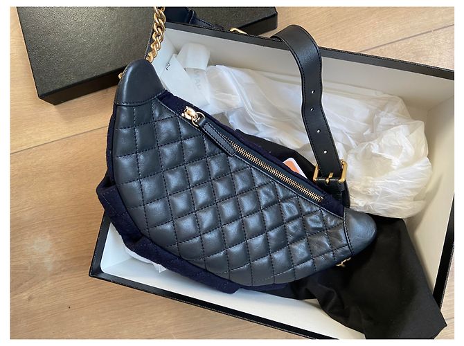 Marsupio Chanel edizione limitata Hamburg-Paris blu scuro cotone - vista 8