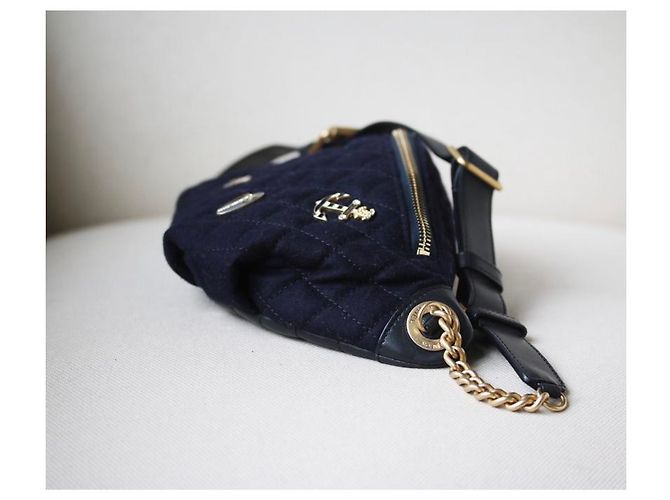 Marsupio Chanel edizione limitata Hamburg-Paris blu scuro cotone - vista 9
