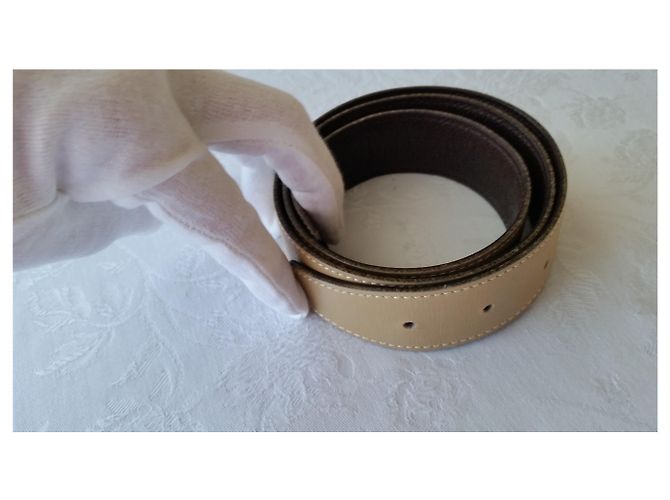 Constance Hermès HERMES CUIR SEUL / LEATHER STRAP Brown Cream - view 2