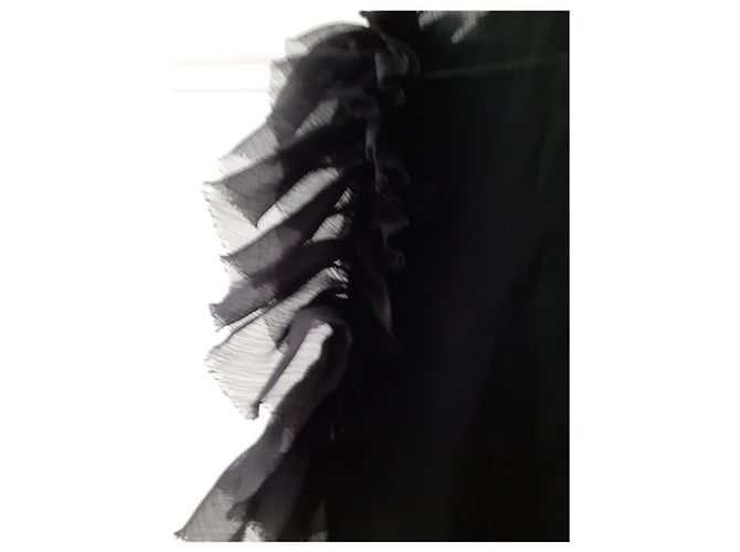 Alexandra Neel Schwarz geraffte Chiffonbluse - Ansicht 4