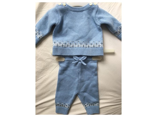 Ensemble Jacadi Bleu en Coton et Cachemire Bébé 1 Mois - vue 2
