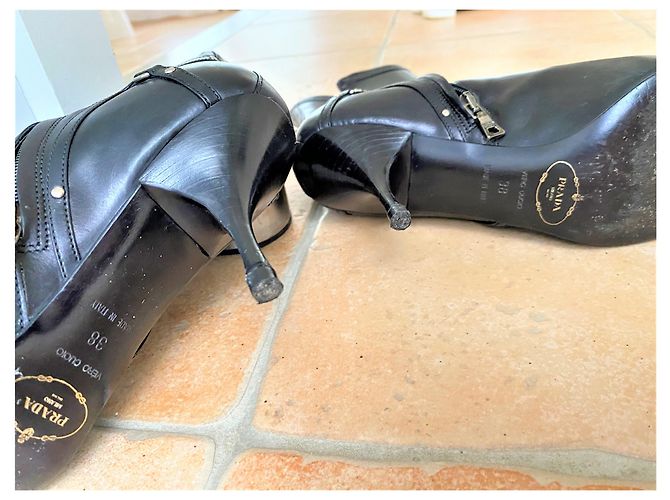 Botines Prada de piel negra 38 Negro - vista 5
