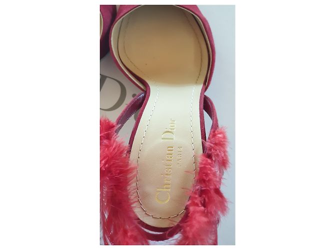 Christian Dior Slingback Kitten Heels Rot Leder - Ansicht 3
