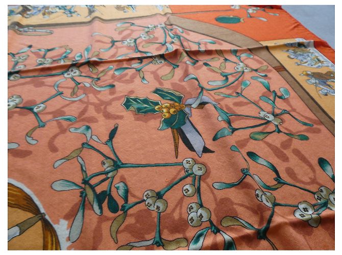 chale hermès neve d'altri tempi 140X140 Cashmere / seta Arancione - vista 6
