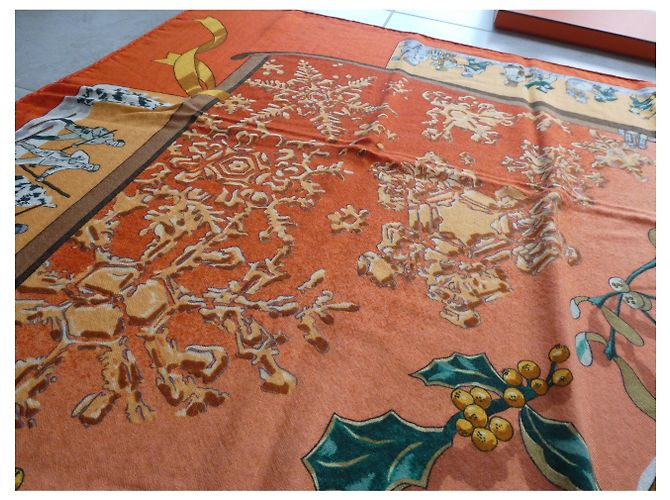chale hermès neve d'altri tempi 140X140 Cashmere / seta Arancione - vista 7
