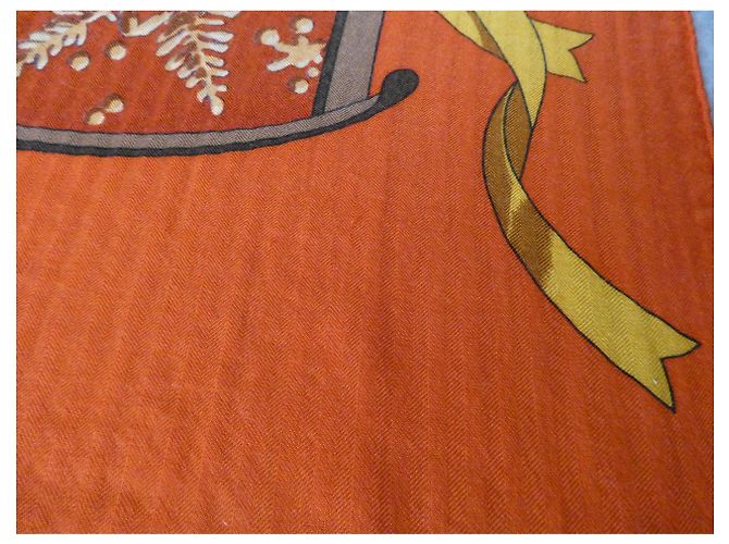 chale hermès neve d'altri tempi 140X140 Cashmere / seta Arancione - vista 8