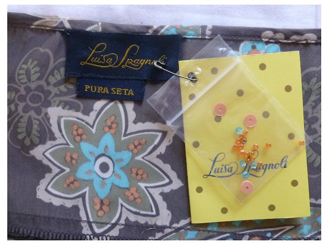 Top de seda Luisa Spagnoli con lentejuelas marrón Castaño Multicolor - vista 8