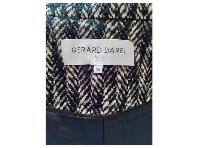 Abrigo Gerard Darel de lana de alpaca negro blanco - vista 3