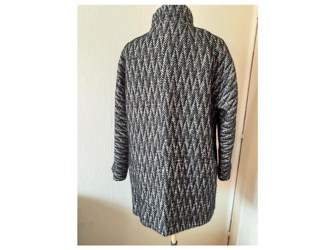 Abrigo Gerard Darel de lana de alpaca negro blanco - vista 4