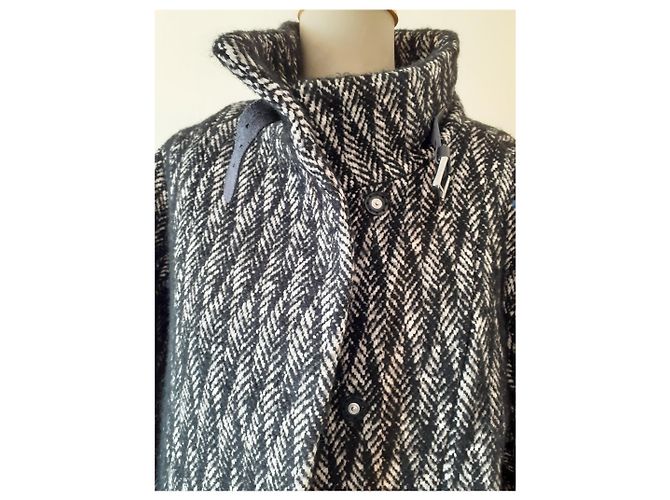 Abrigo Gerard Darel de lana de alpaca negro blanco - vista 5