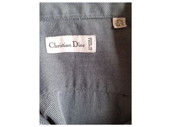 Camicia Christian Dior in cotone a costine grigio blu - vista 2