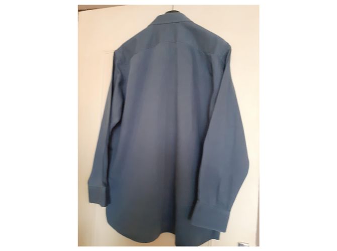 Camicia Christian Dior in cotone a costine grigio blu - vista 3