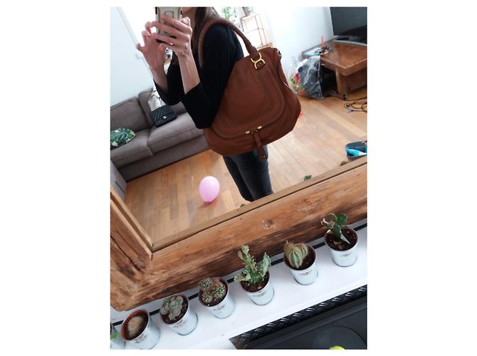 Borsa a mano Chloé Marcie Grande in Pelle Cognac - vista 10