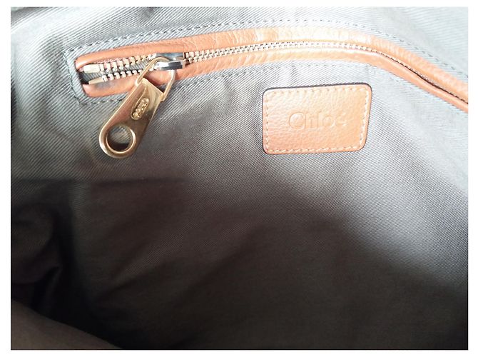 Borsa a mano Chloé Marcie Grande in Pelle Cognac - vista 7
