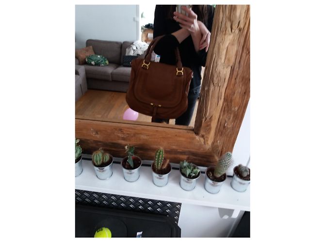 Borsa a mano Chloé Marcie Grande in Pelle Cognac - vista 9