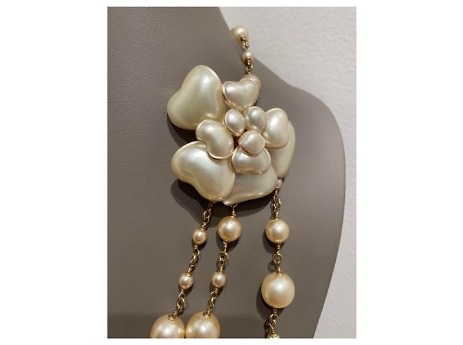 Chanel Collares largos Beige Dorado - vista 3