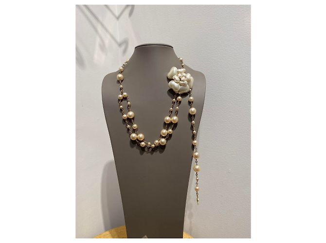 Chanel Collares largos Beige Dorado - vista 5
