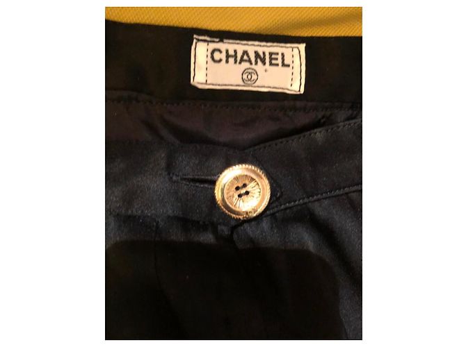 Gonna in seta plissettata vintage Chanel Nero - vista 2