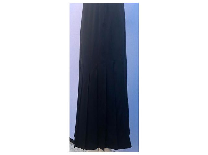 Gonna in seta plissettata vintage Chanel Nero - vista 3