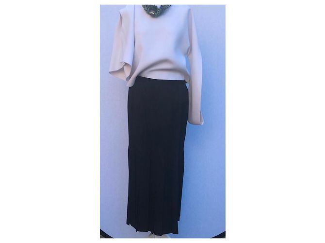 Gonna in seta plissettata vintage Chanel Nero - vista 4