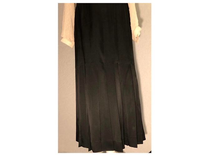 Gonna in seta plissettata vintage Chanel Nero - vista 5