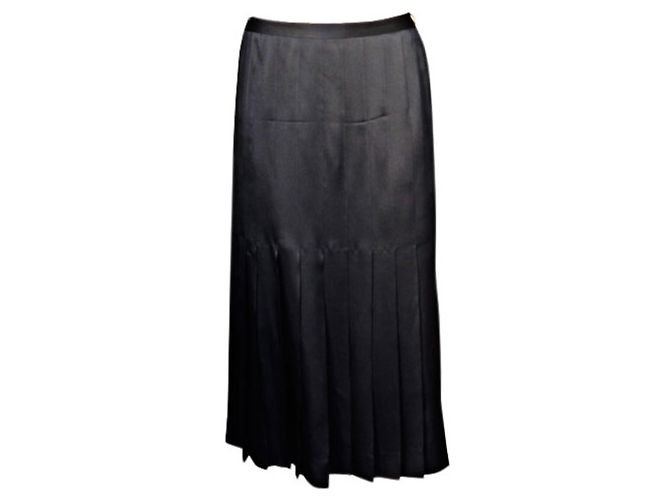 Gonna in seta plissettata vintage Chanel Nero - vista 8