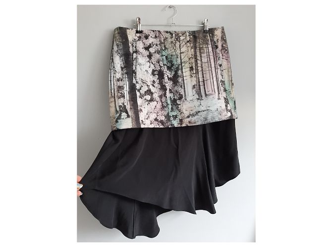 Falda Tibi negra de dos capas asimétrica Negro - vista 3