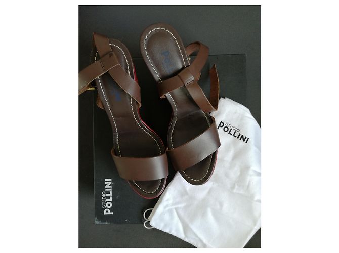 Sandali Pollini in pelle marrone 38 - vista 2