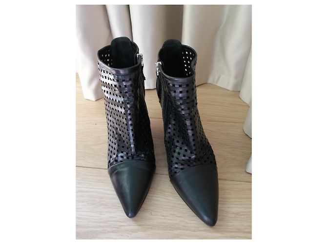 Botines Sandro de cuero negro con tacón de 10cm - vista 3