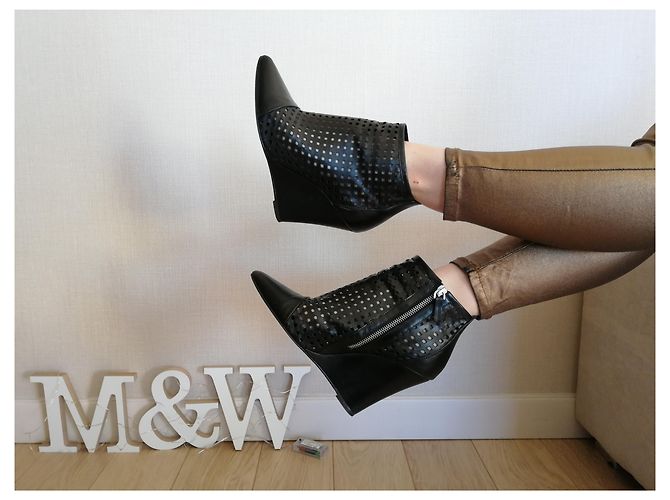 Botines Sandro de cuero negro con tacón de 10cm - vista 5