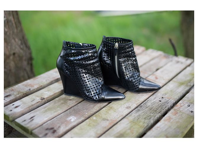 Botines Sandro de cuero negro con tacón de 10cm - vista 6