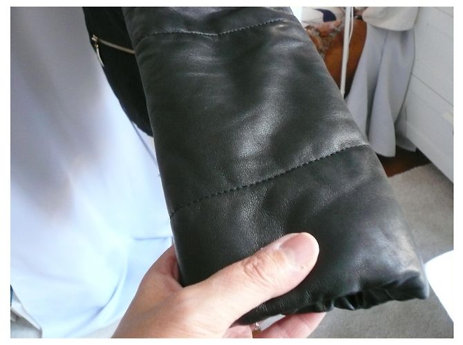 SANDRO Giacca bimateriale nera con maniche in pelle ottime condizioni T.40 Nero - vista 11
