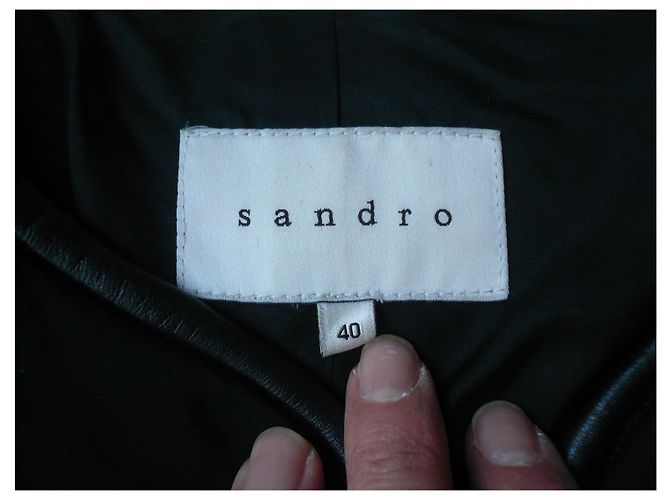 SANDRO Giacca bimateriale nera con maniche in pelle ottime condizioni T.40 Nero - vista 3