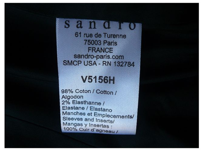 SANDRO Giacca bimateriale nera con maniche in pelle ottime condizioni T.40 Nero - vista 4