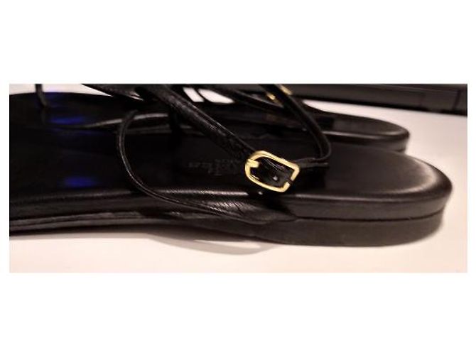 Sandali Hermès in pelle nera Nero - vista 3