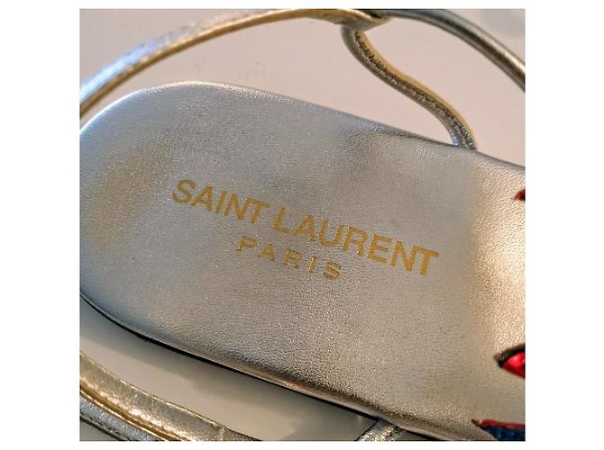 Sandali Saint Laurent in pelle argento - vista 5