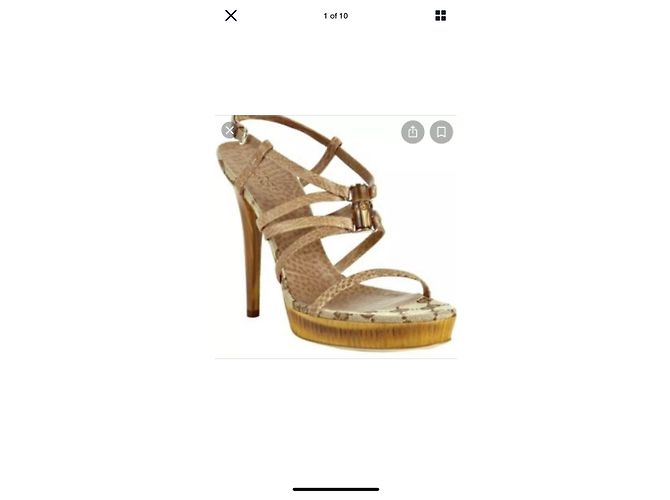 Décolleté Gucci Icon bambù GG pelle beige - vista 11