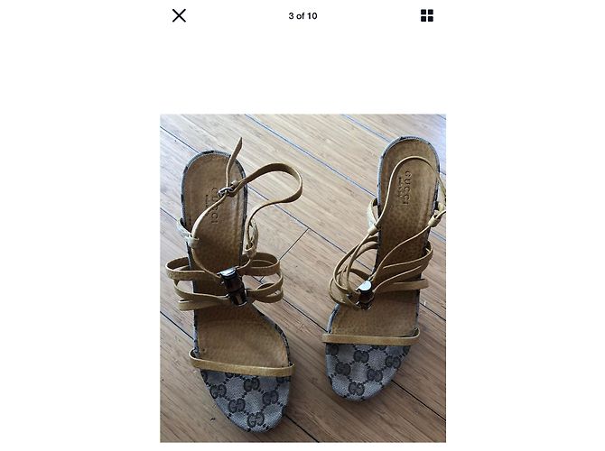 Décolleté Gucci Icon bambù GG pelle beige - vista 3