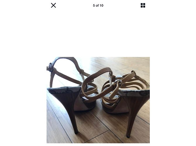 Décolleté Gucci Icon bambù GG pelle beige - vista 5