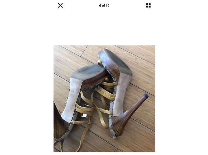 Décolleté Gucci Icon bambù GG pelle beige - vista 6